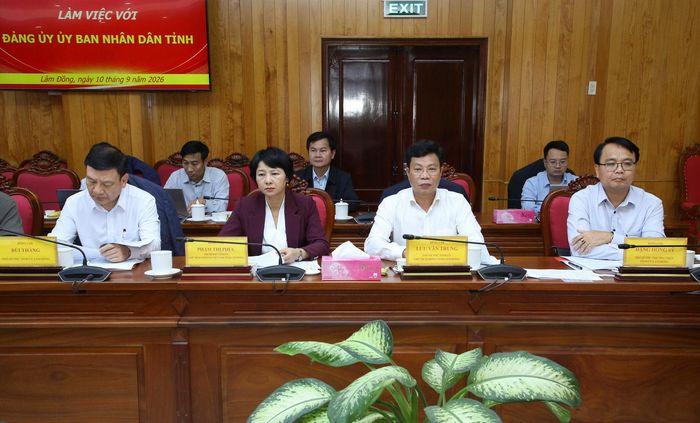 Các đồng chí trong Thường trực Tỉnh ủy tham dự buổi làm việc