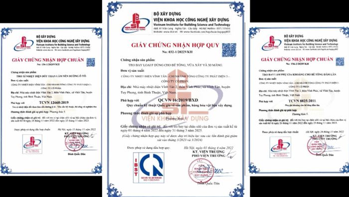 Chứng nhận hợp chuẩn của tro, xỉ tại Nhà máy Nhiệt điện Vĩnh Tân 2, Tổng Công ty Phát điện 3