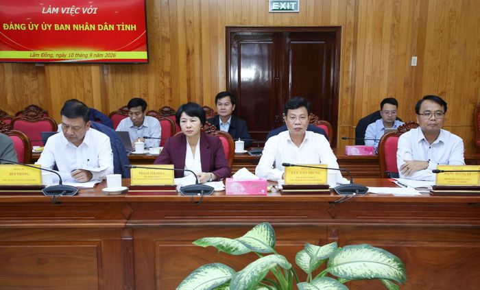 Các đồng chí trong Thường trực Tỉnh ủy tham dự buổi làm việc
