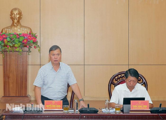 Đồng chí Nguyễn Minh Quang, Phó Chủ nhiệm Ủy ban Kiểm tra Trung ương phát biểu tại hội nghị.