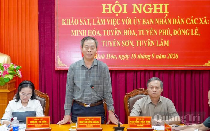 Đồng chí Nguyễn Đăng Quang, Phó Bí thư Tỉnh ủy, Chủ tịch HĐND tỉnh phát biểu kết luận tại buổi làm việc - Ảnh: N.H