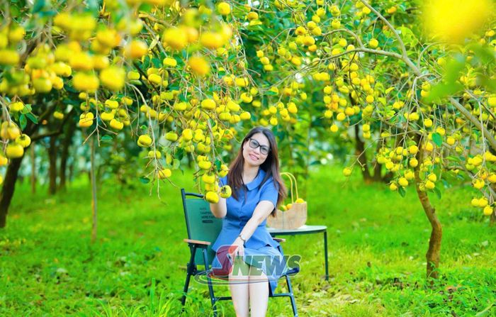 Du khách chụp ảnh tại vườn hồng Hải Yến, xã Tân Yên.