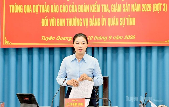 Đồng chí Phó Bí thư Thường trực Tỉnh ủy Lê Thị Kim Dung phát biểu kết luận tại hội nghị.
