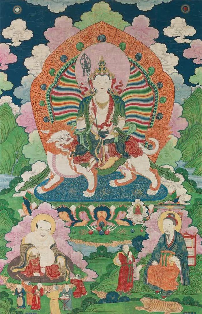 Bồ-tát Địa Tạng, thangka màu nước, Tu Di Phúc Thọ miếu, thế kỷ XVIII, thời Thanh, Hà bắc, Trung Quốc