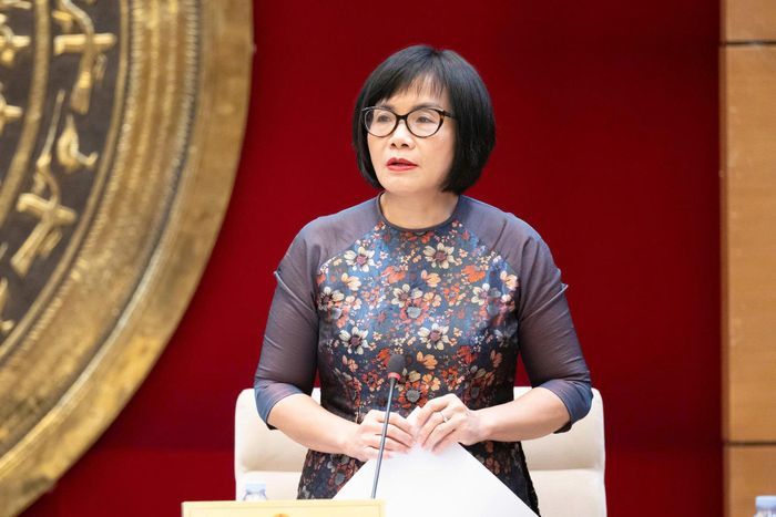Thứ trưởng Bộ Tư pháp Đặng Hoàng Oanh phát biểu tại cuộc họp