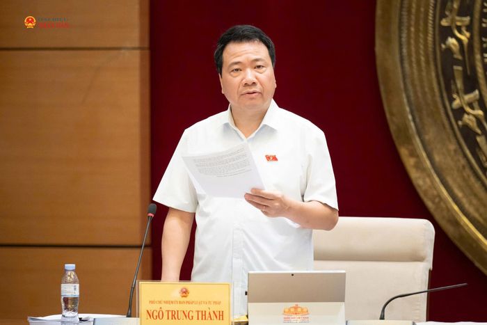 Phó Chủ nhiệm Ủy ban Pháp luật và Tư pháp Ngô Trung Thành phát biểu tại cuộc họp