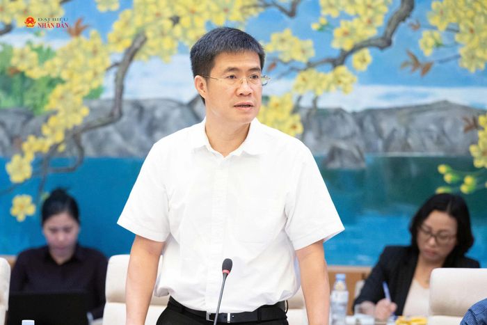 ĐBQH hoạt động chuyên trách tại Ủy ban Pháp luật và Tư pháp Hoàng Minh Hiếu phát biểu tại cuộc họp