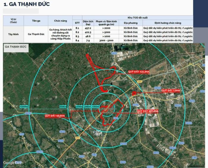 Khu vực dự kiến phát triển TOD tại ga Thạnh Đức