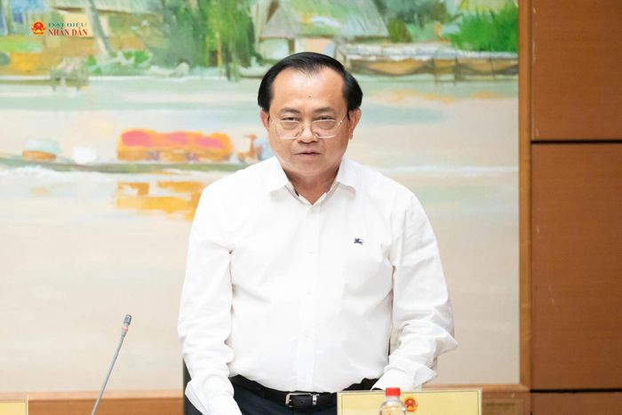 Thứ trưởng Bộ Tài chính Lê Tấn Cận phát biểu tại phiên họp