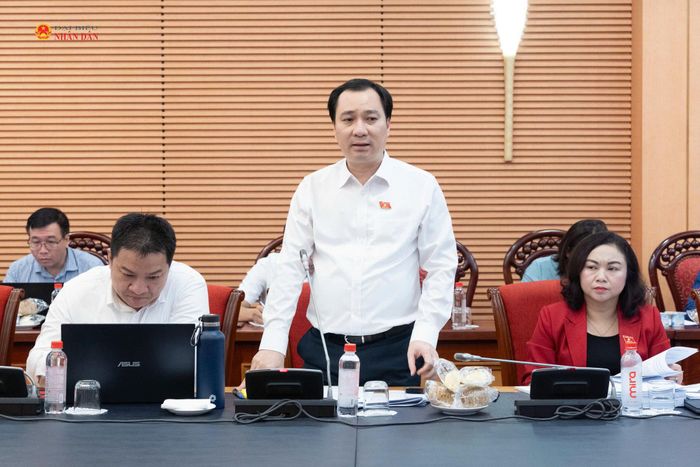 ĐBQH hoạt động chuyên trách tại Ủy ban Văn hóa và Xã hội Vũ Văn Tiến phát biểu tại phiên họp