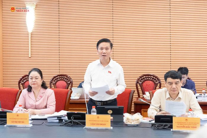 Phó Chủ nhiệm Ủy ban Văn hóa và Xã hội Lâm Văn Đoan phát biểu tại phiên họp