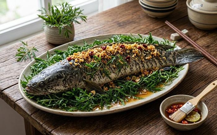 Cá quả hấp lá đinh lăng bổ dưỡng, tốt cho sức khỏe để cải thiện cho giấc ngủ.