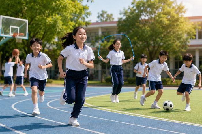 Học sinh cần duy trì hoạt động thể lực hằng ngày với các hình thức phù hợp lứa tuổi như chạy bộ, nhảy dây, bóng đá, bóng rổ… để tăng cường sức khỏe và phát triển thể chất.