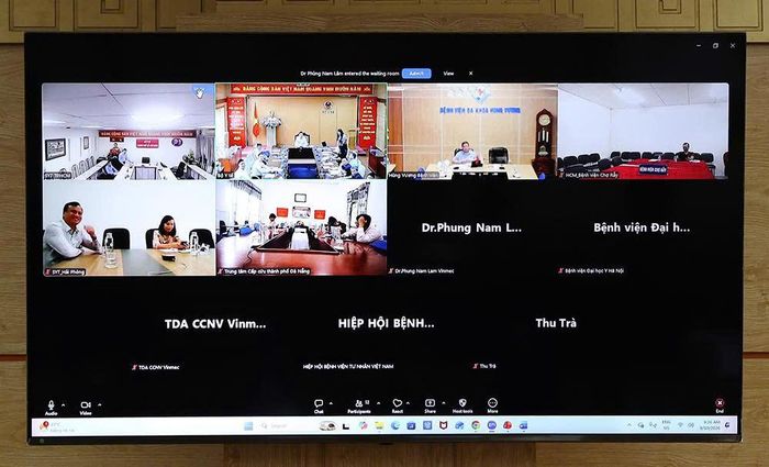 Điểm cầu tham gia cuộc họp.  Ảnh: Trần Minh