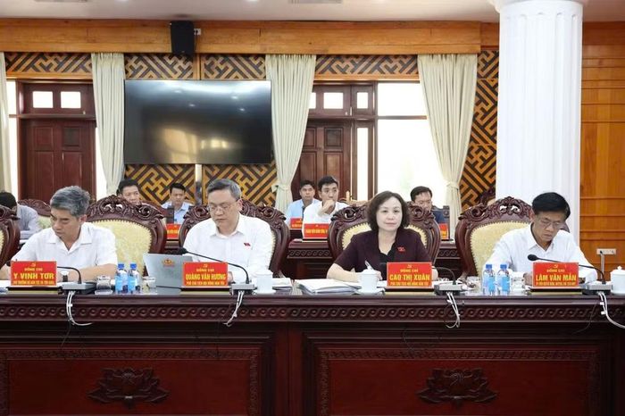 Các đồng chí trong Đoàn công tác của Quốc hội. (Ảnh: Báo và Phát thanh, Truyền hình Lạng Sơn)