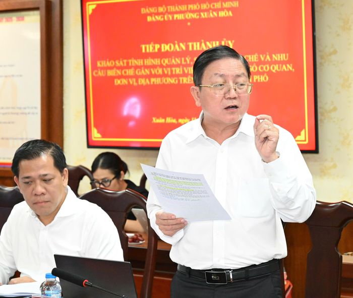  Phó Giám đốc Sở Nội vụ TPHCM Nguyễn Bắc Nam phát biểu tại buổi làm việc. Ảnh: VIỆT DŨNG 