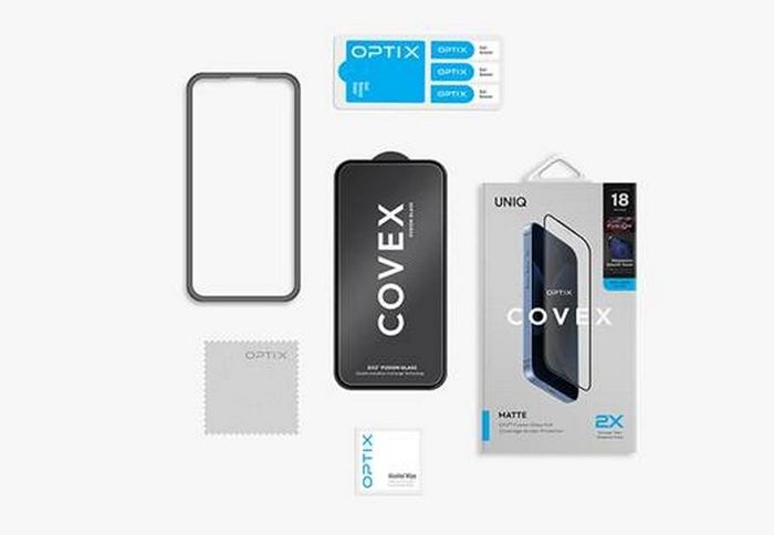 Kính bảo vệ màn hình UNIQ OPTIX tích hợp nhiều công nghệ vật liệu.