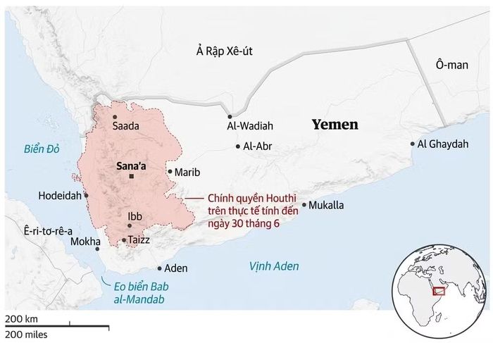  Vị trí của Mocha (hay còn gọi là Mokha) nằm ngay gần eo biển Bab el-Mandab. ﻿Đồ họa: Sana’a Centre for Strategic Studies 