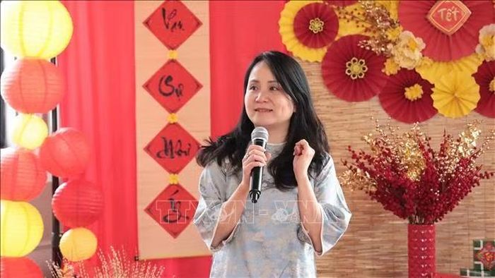 Bà Lê Thị Kim Anh phát biểu tại sự kiện Tết Cộng đồng - Xuân Quê hương 2026 ở New York (Mỹ).