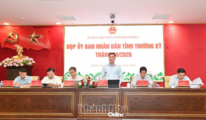 Chủ tịch UBND tỉnh Nguyễn Việt Hùng điều hành cuộc họp.