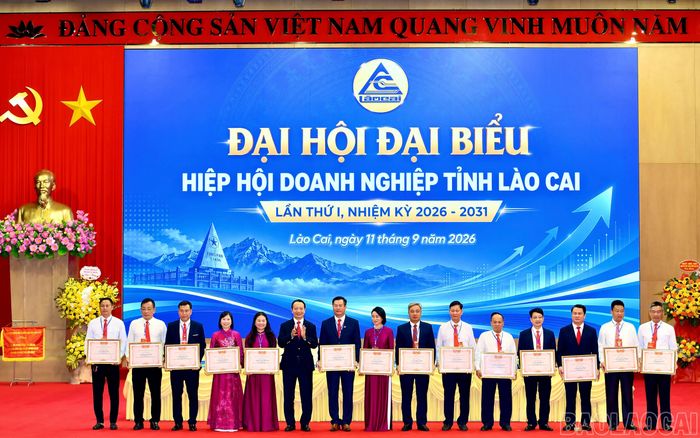 Tặng Bằng khen của Chủ tịch VCCI cho 17 cá nhân là lãnh đạo Hiệp hội Doanh nghiệp tỉnh Lào Cai có thành tích xuất sắc trong công tác hội.