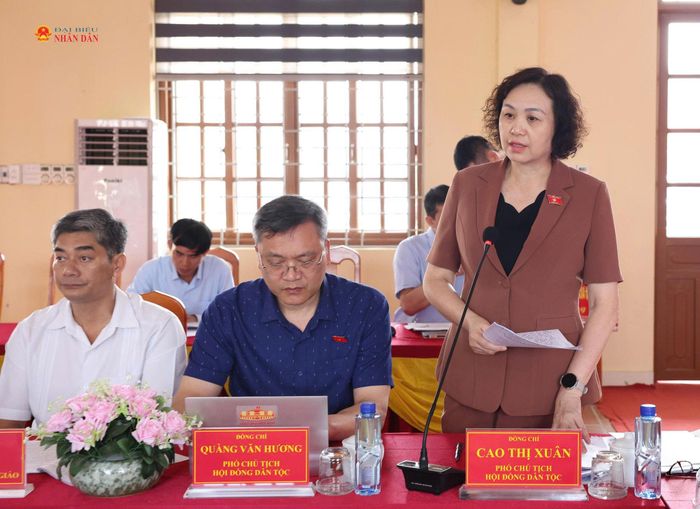 Phó Chủ tịch Hội đồng Dân tộc Cao Thị Xuân phát biểu