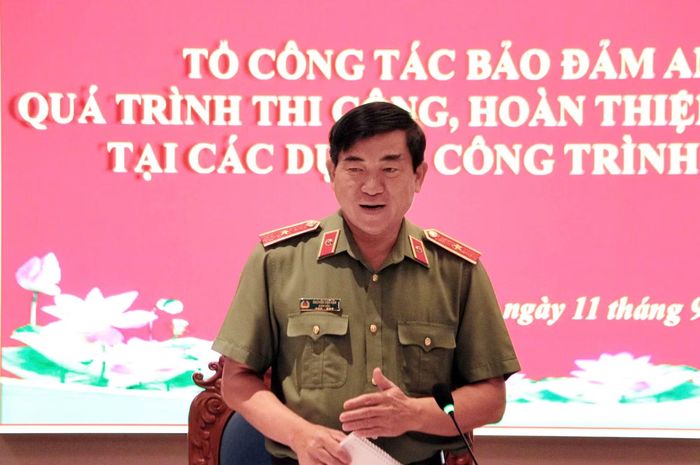Thiếu tướng Nguyễn Văn Hận, Giám đốc Công an tỉnh An Giang phát biểu tại buổi làm việc.