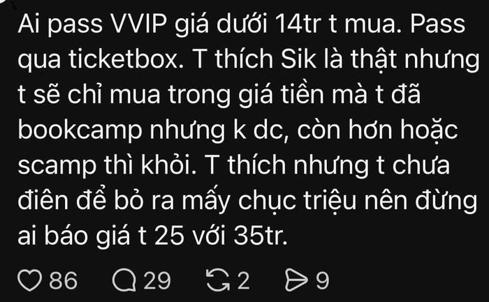 Người hâm mộ săn hụt vé sẵn sàng mua chênh lệch giá cao nhưng không phải mức lệch "trên trời".