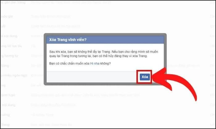 Xác nhận thao tác xóa.