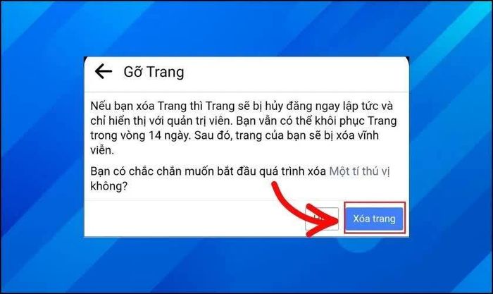 Xác nhận yêu cầu xóa.