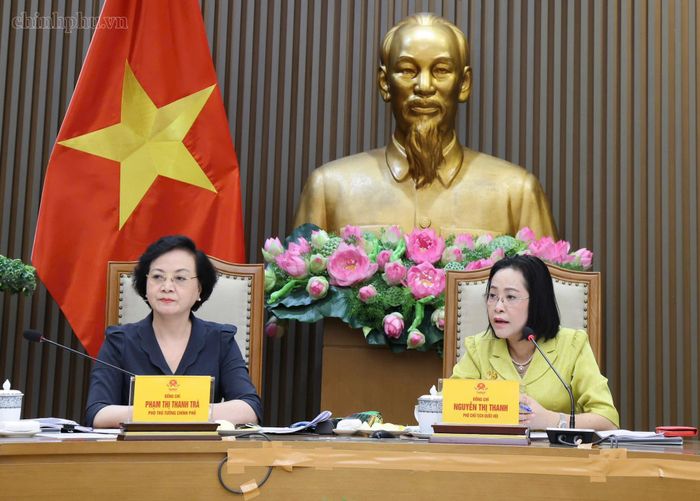 Phó Thủ tướng Phạm Thị Thanh Trà và Phó Chủ tịch Quốc hội Nguyễn Thị Thanh tại cuộc họp. Ảnh: VGP