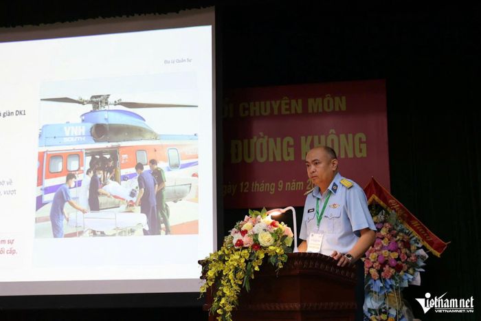 Đại tá, bác sĩ Nguyễn Hải Đăng phát biểu tại hội nghị.