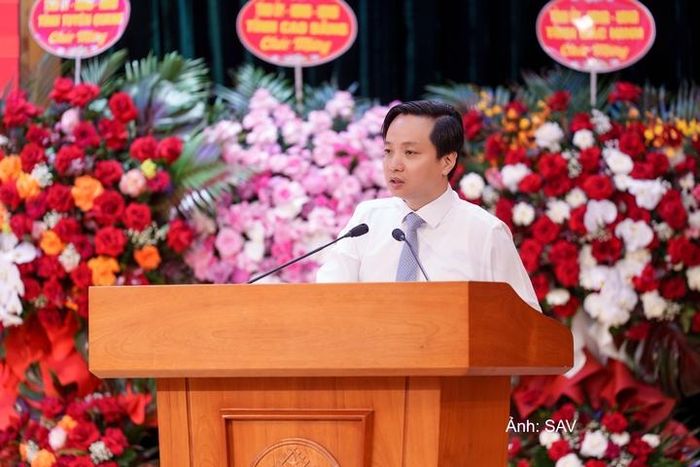 Chủ tịch UBND tỉnh Cao Bằng Lê Hải Hòa phát biểu.