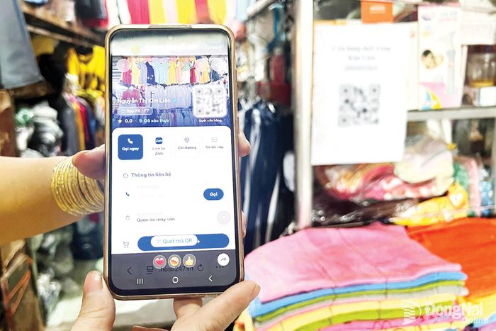 Giao diện một tài khoản trên nền tảng Chợ số 247.vn (choso247.vn) của tiểu thương kinh doanh quần áo may sẵn ở chợ Hóa An (phường Biên Hòa).