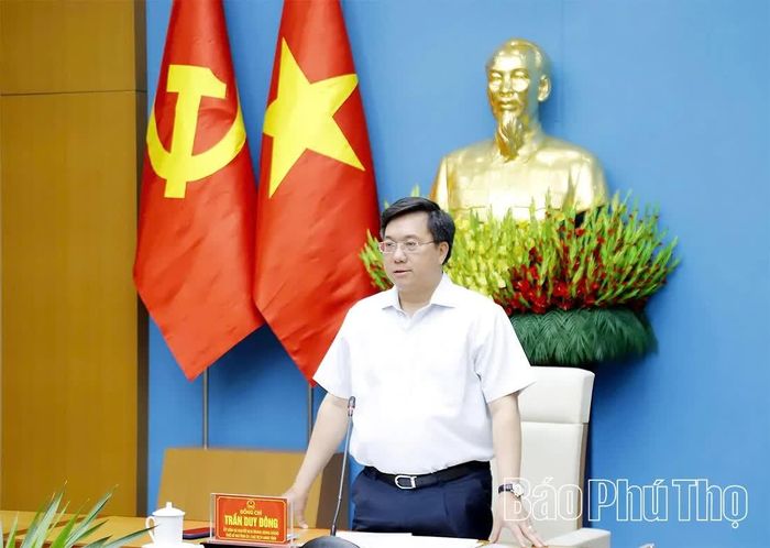 Chủ tịch UBND tỉnh Trần Duy Đông phát biểu chỉ đạo tại buổi làm việc.