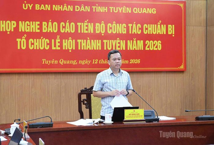 Đồng chí Phó Chủ tịch UBND tỉnh Đỗ Hùng Đức phát biểu kết luận cuộc họp.