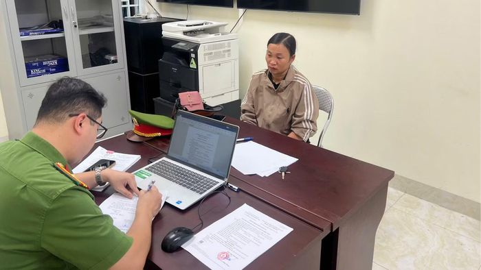 Phạm Thị Huấn tại cơ quan điều tra.