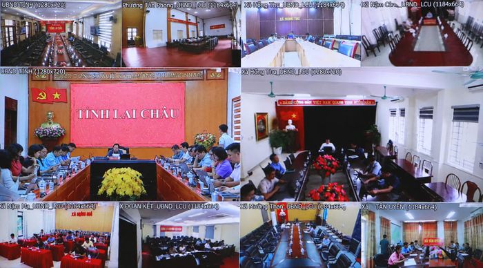 Quang cảnh Hội nghị ngày 10/9 tại các điểm cầu trên địa bàn tỉnh Lai Châu. Ảnh: laichau.gov.vn