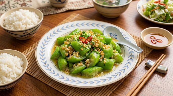 Hãy làm nóng chảo trước khi cho mướp vào và nên đảo nhanh tay trên lửa lớn. Ảnh minh họa