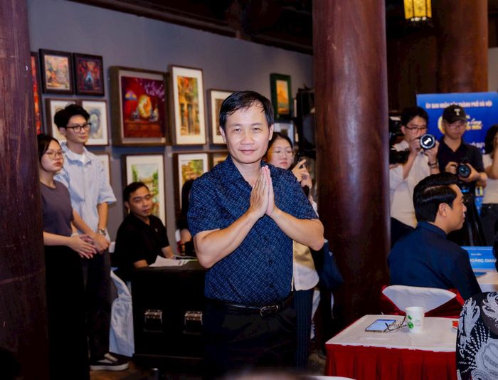 Nhạc sĩ Nguyễn Quang Long tại họp báo công bố Festival Thăng Long- Hà Nội lần thứ hai. Ảnh: Giang Long