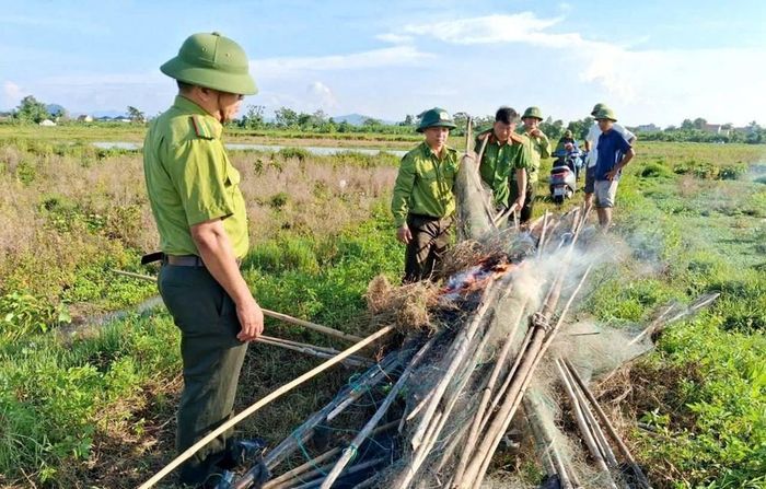Tại xã Yên Thành, các đơn vị chức năng đã tổ chức kiểm tra, xử lý tình trạng giăng lưới săn bắt chim