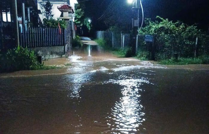Vùng thấp trũng ven sông Thạch Hãn ở xã Ái Tử bị ngập lụt. Ảnh: Tường Vi - TTXVN