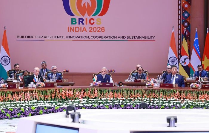 Phiên họp Hội nghị thượng đỉnh BRICS lần thứ 18 về “Tự cường, đổi mới sáng tạo, hợp tác và phát triển bền vững: Định hình tương lai tăng trưởng bao trùm toàn cầu”. Ảnh: TTXVN