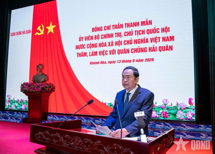 Chủ tịch Quốc hội Trần Thanh Mẫn phát biểu tại cuộc làm việc. Ảnh: LÂM HIỂN
