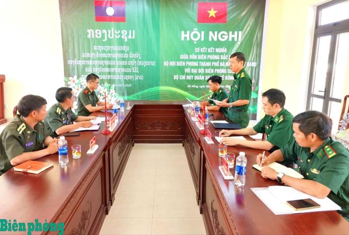 Quang cảnh Hội đàm tuần tra song phương giữa Đồn Biên phòng Đắc Pring và Đại đội Biên phòng 533. Ảnh: Trúc Hà