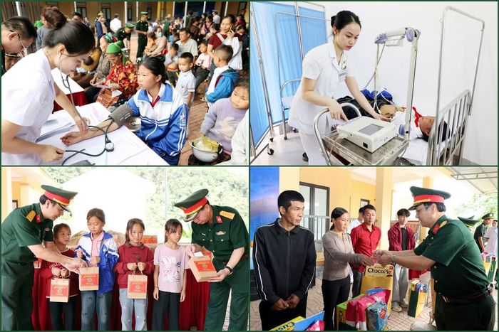 Ban tổ chức chương trình khám bệnh, trao quà tặng các em học sinh và người dân Na Ngoi.