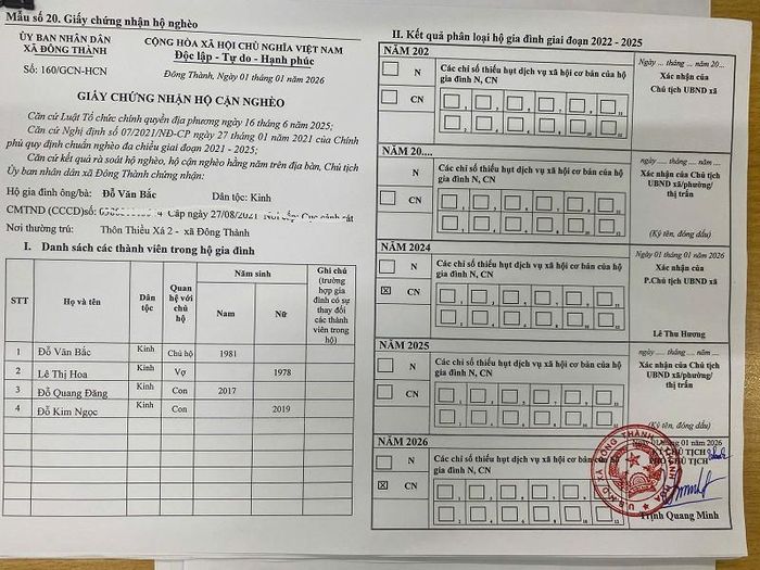 Gia đình anh Bắc thuộc hộ cận nghèo ở địa phương