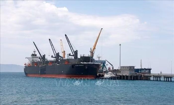 Tàu hàng hóa trọng tải lớn cập cảng Nam Vân Phong (Khu kinh tế Vân Phong, tỉnh Khánh Hòa). Ảnh: Xuân Triệu/TTXVN