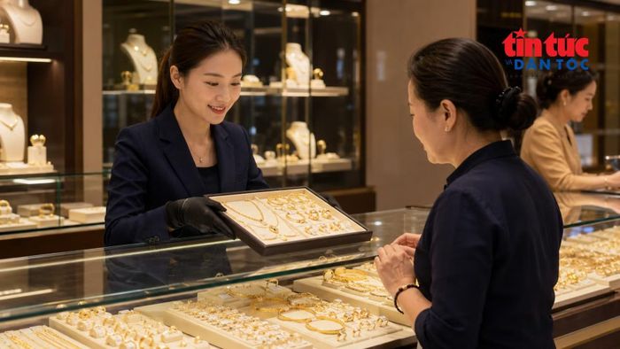 So với quy đổi giá vàng quốc tế, vàng trong nước hiện chỉ cao hơn khoảng 6,2 triệu đồng/lượng. Ảnh minh hoạ