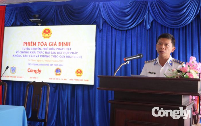 Thượng tá Vũ Đình Ngà, Phó Chủ nhiệm Chính trị Bộ Tư lệnh Vùng Cảnh sát biển 4 phát biểu khai mạc chương trình